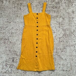 Madewell Texture & Thread Yellow Sleeveless Button Front Tank Dress